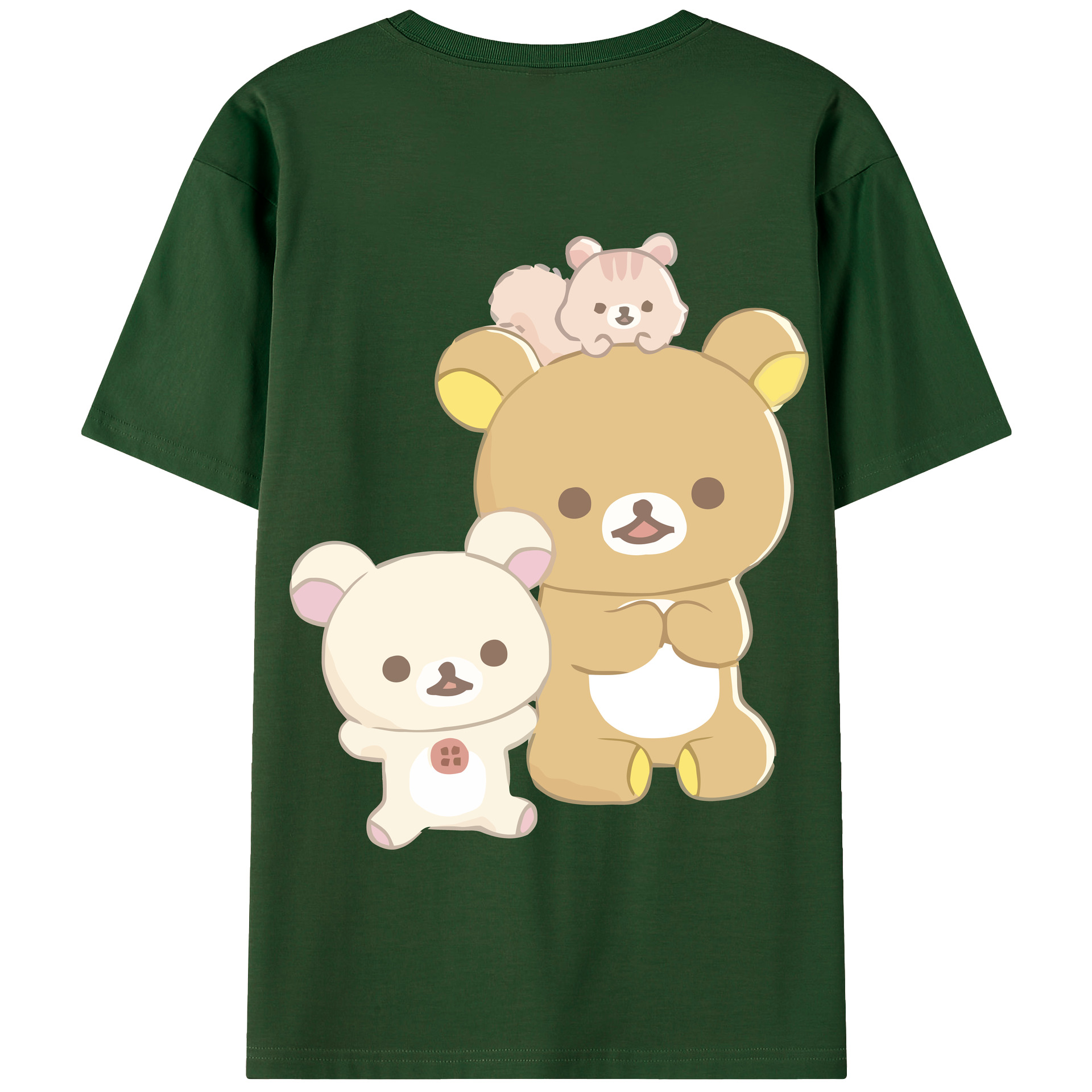 （画像用） リラックマ リラックマ キイロイトリ Rilakkuma Korilakkuma Kiiroitori 綿100％半袖Tシャツ（背面プリント）